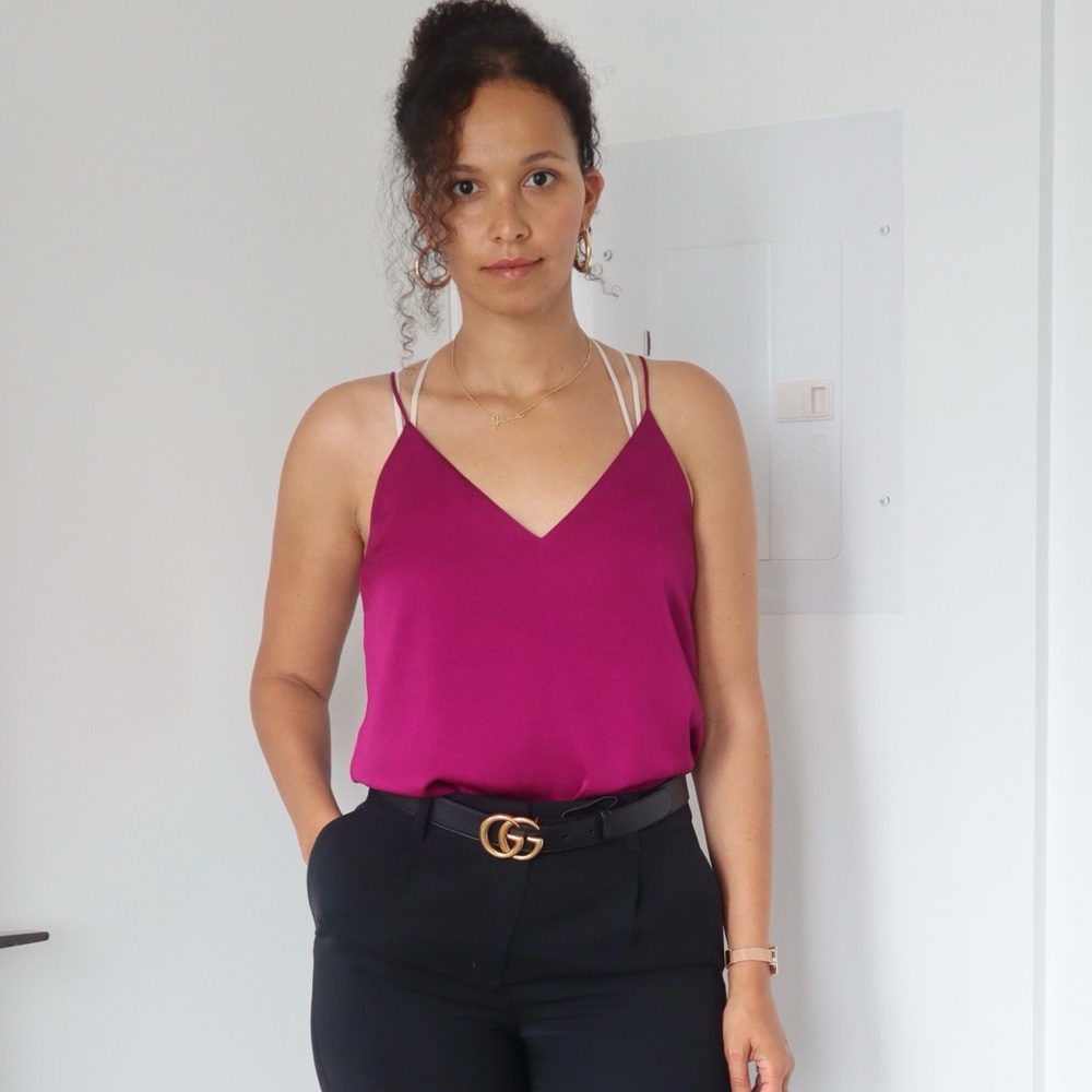 EXPRESS V-Neck Cami - Plum Magenta (size US small)
